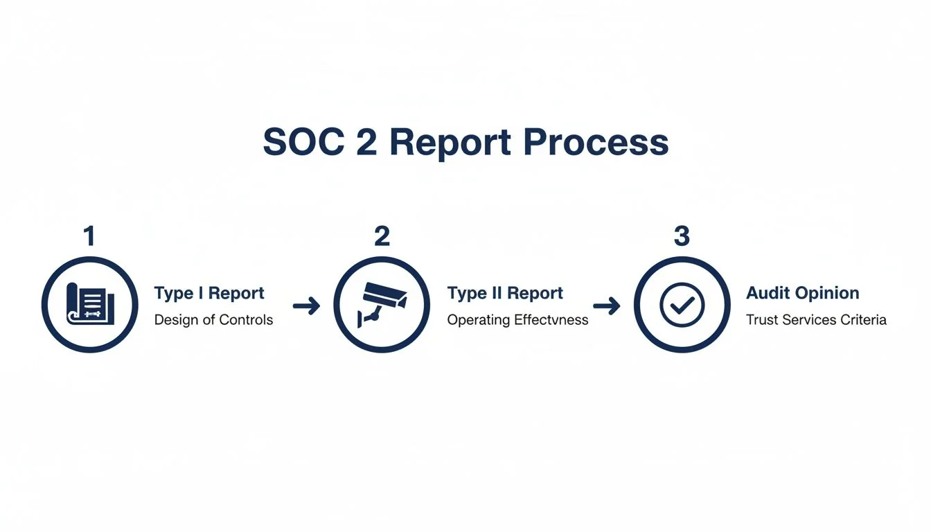 Infographic comparing Scytale SOC 2 Type 1 and Type 2 report structures and review process