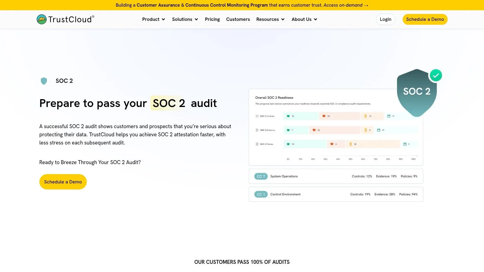 TrustCloud SOC 2 Software SOC 2 Dashboard